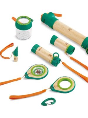 Hape 8 in 1 Nature Fun Kids Plastic Explorer Kit. Working Flashlight. Telescope. Compass. Periscope. and Specimen Jar