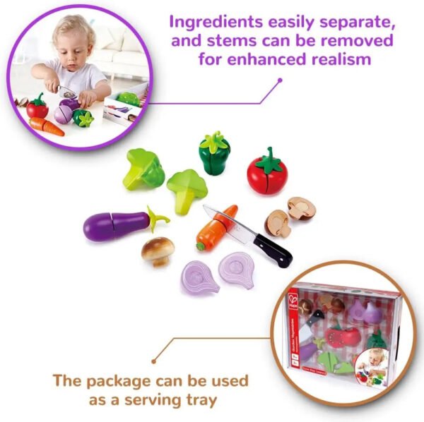 Hape Garden Vegetables | Wooden Cooking Accessories for Kids. Pretend Play Food